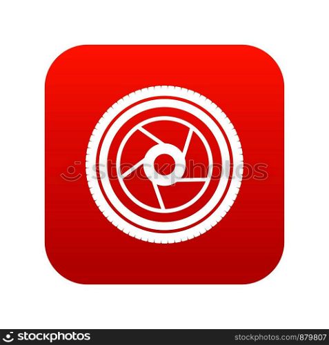 Camera aperture icon digital red for any design isolated on white vector illustration. Camera aperture icon digital red