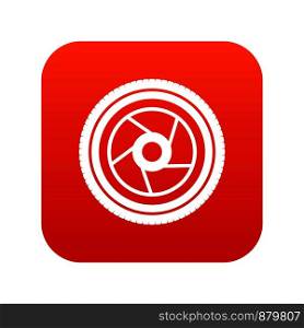 Camera aperture icon digital red for any design isolated on white vector illustration. Camera aperture icon digital red