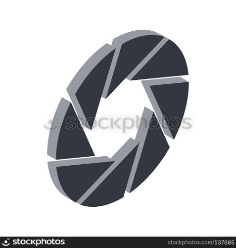 Camera aperture icon in isometric 3d style on a white background. Camera aperture icon, isometric 3d style