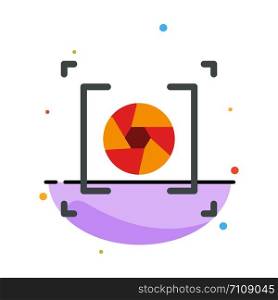 Camera, Aperture, Lens, Photography Abstract Flat Color Icon Template