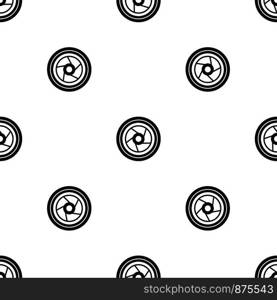 Camera aperture pattern repeat seamless in black color for any design. Vector geometric illustration. Camera aperture pattern seamless black