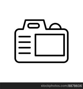 Camera back icon line isolated on white background. Black flat thin icon on modern outline style. Linear symbol and editable stroke. Simple and pixel perfect stroke vector illustration