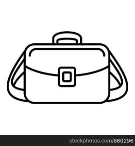 Camera bag icon. Outline camera bag vector icon for web design isolated on white background. Camera bag icon, outline style