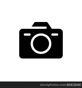 Camera black glyph ui icon. Photographic device. Simple filled line element. User interface design. Silhouette symbol on white space. Solid pictogram for web, mobile. Isolated vector illustration. Camera black glyph ui icon