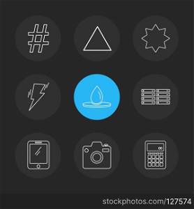camera , calculator , star , smartphone , shapes , electronic , time , ecology , icon, vector, design,  flat,  collection, style, creative,  icons , traingle , square , hexagon , pentagon , battery , electricity , 