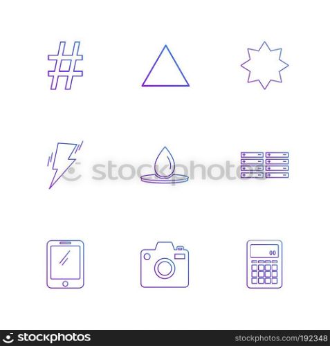 camera , calculator , star , smartphone , shapes , electronic , time , ecology , icon, vector, design,  flat,  collection, style, creative,  icons , traingle , square , hexagon , pentagon , battery , electricity , 