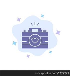 Camera, Cam, Videogame, Images, Couple Photography Blue Icon on Abstract Cloud Background