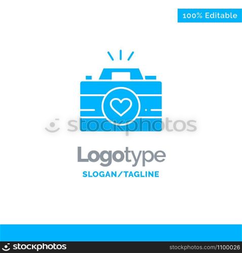 Camera, Cam, Videogame, Images, Couple Photography Blue Solid Logo Template. Place for Tagline