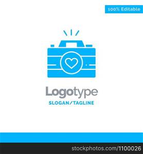 Camera, Cam, Videogame, Images, Couple Photography Blue Solid Logo Template. Place for Tagline
