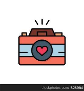 Camera, Cam, Videogame, Images, Couple Photography  Flat Color Icon. Vector icon banner Template