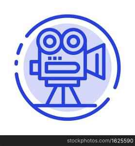 Camera, Capture, Film, Movie, Professional Blue Dotted Line Line Icon