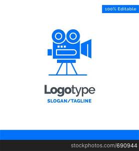 Camera, Capture, Film, Movie, Professional Blue Solid Logo Template. Place for Tagline