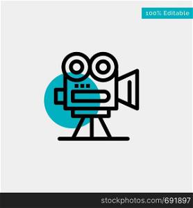 Camera, Capture, Film, Movie, Professional turquoise highlight circle point Vector icon