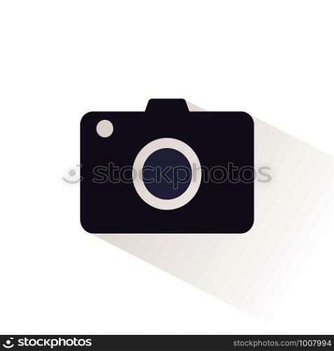 Camera color icon with shadow. Flat vector illustration