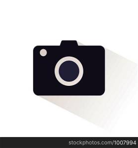 Camera color icon with shadow. Flat vector illustration