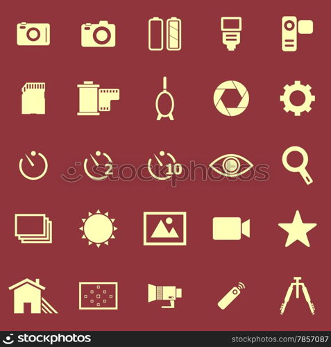 Camera color icons on red background, stock vector