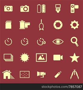 Camera color icons on red background, stock vector