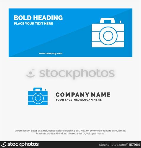 Camera, Computer, Digital, Technology SOlid Icon Website Banner and Business Logo Template