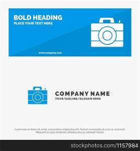 Camera, Computer, Digital, Technology SOlid Icon Website Banner and Business Logo Template