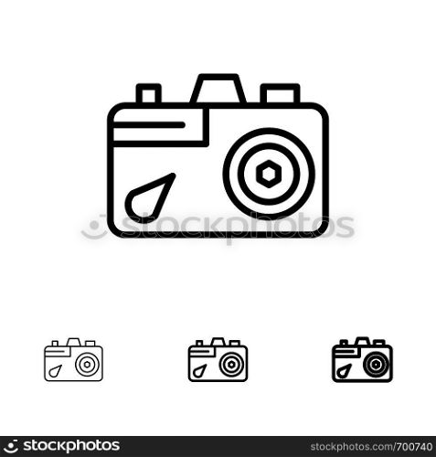 Camera, Education, Image, Picture Bold and thin black line icon set