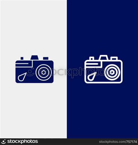 Camera, Education, Image, Picture Line and Glyph Solid icon Blue banner