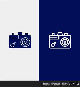 Camera, Education, Image, Picture Line and Glyph Solid icon Blue banner