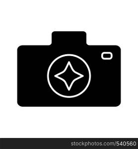 Camera enhance glyph icon. Photography. Photo camera. Silhouette symbol. Negative space. Vector isolated illustration. Camera enhance glyph icon