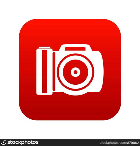 Camera icon digital red for any design isolated on white vector illustration. Camera icon digital red