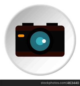 Camera icon in flat circle isolated vector illustration for web. Camera icon circle