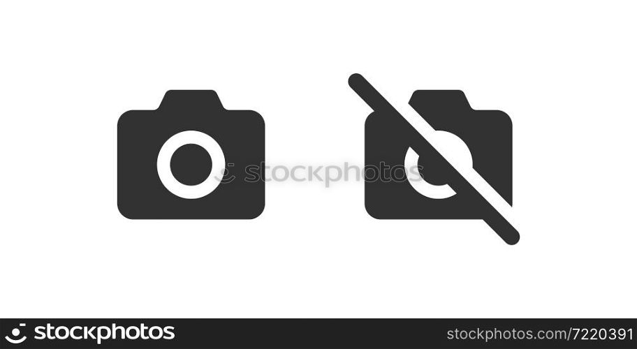 Camera icon set. Photo symbol. Not take pictures concept. Photocamera simple illustration in vector flat style.
