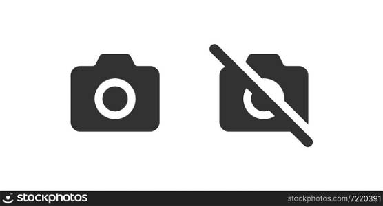 Camera icon set. Photo symbol. Not take pictures concept. Photocamera simple illustration in vector flat style.