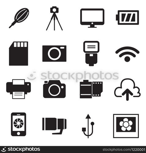 Camera Icons and Camera Accessories Icons vector illustration