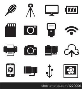 Camera Icons and Camera Accessories Icons vector illustration