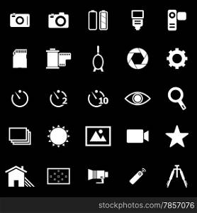 Camera icons on black background, stock vector