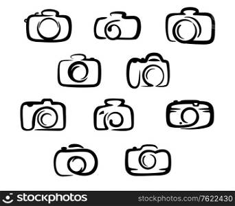 Camera icons set isolated on white background