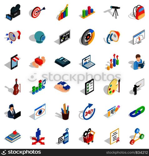 Camera icons set. Isometric style of 36 camera vector icons for web isolated on white background. Camera icons set, isometric style