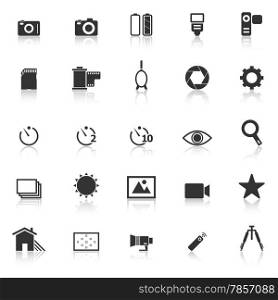Camera icons with reflect on white background, stock vector