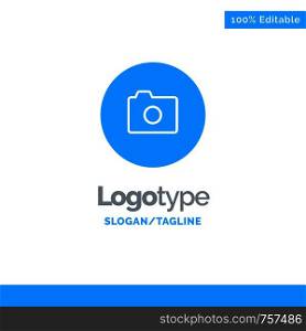 Camera, Image, Basic, Ui Blue Solid Logo Template. Place for Tagline