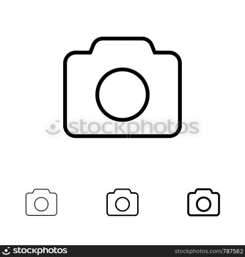 Camera, Image, Basic, Ui Bold and thin black line icon set