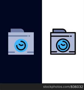 Camera, Image, Big Think Icons. Flat and Line Filled Icon Set Vector Blue Background