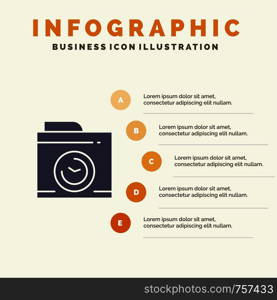 Camera, Image, Big Think Solid Icon Infographics 5 Steps Presentation Background