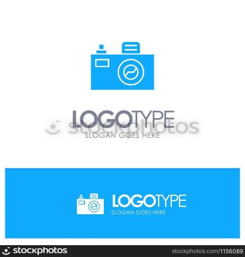 Camera, Image, Design Blue Solid Logo with place for tagline