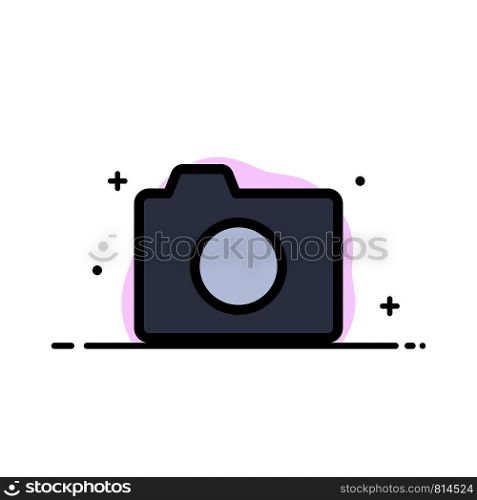 Camera, Image, Photo, Basic Business Flat Line Filled Icon Vector Banner Template