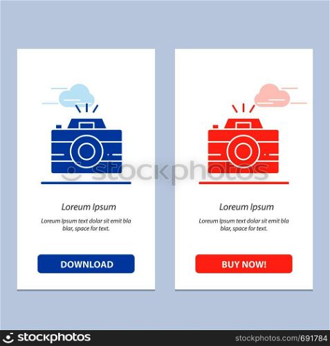 Camera, Image, Photo, Photography Blue and Red Download and Buy Now web Widget Card Template