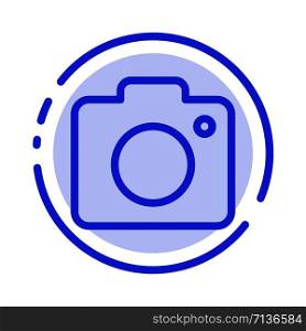 Camera, Image, Photo, Picture Blue Dotted Line Line Icon