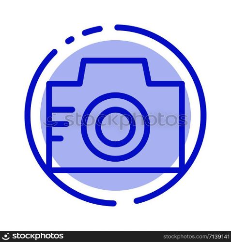 Camera, Image, Photo, Picture Blue Dotted Line Line Icon