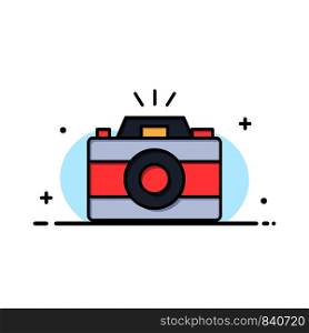 Camera, Image, Photo, Picture Business Flat Line Filled Icon Vector Banner Template