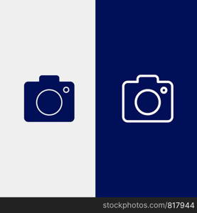 Camera, Image, Photo, Picture Line and Glyph Solid icon Blue banner Line and Glyph Solid icon Blue banner