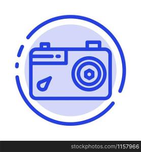 Camera, Image, Picture, Photo Blue Dotted Line Line Icon