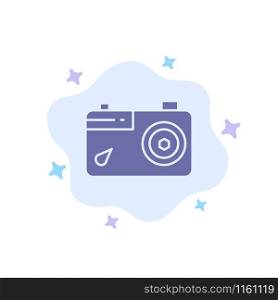 Camera, Image, Picture, Photo Blue Icon on Abstract Cloud Background